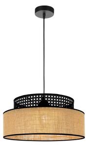 Lustr na lanku BOHO 1xE27/60W/230V pr. 40 cm černá/ratan