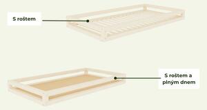 Úložný šuplík 2IN1 pod postel na kolečkách - Nelakovaná, 80x140 cm (pod postel 80x160 cm), Zvolte variantu: S roštem
