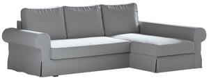 Potah na pohovku IKEA Backabro rozkládací se šezlongem barva šedá látka sametová