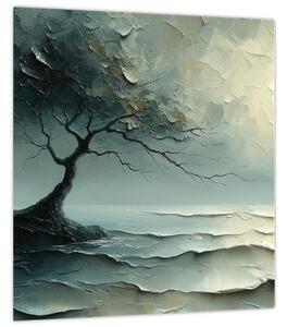 Obraz - Olejomalba stromu s oceánem (30x30 cm)
