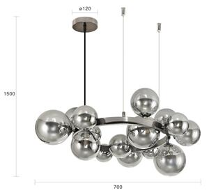 Brilagi - LED Lustr na lanku MILLA 15xG9/3W/230V černý chrom/kouřová