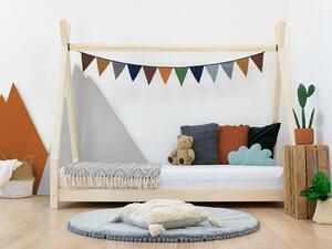 Dětská dřevěná postel NAKANA ve tvaru teepee - Petrolejová, 120x200 cm