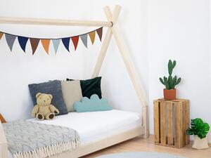 Dětská dřevěná postel NAKANA ve tvaru teepee - Petrolejová, 120x200 cm
