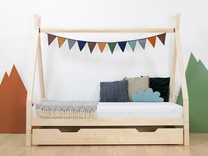 Dětská dřevěná postel NAKANA ve tvaru teepee - Nelakovaná, 80x180 cm