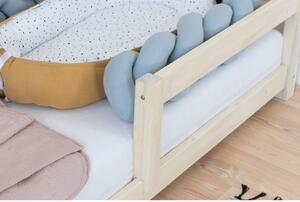 Dětská dřevěná postel NAKANA ve tvaru teepee s bočnicí - Transparentní vosková lazura matná, 120x180 cm