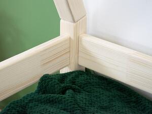 Dětská dřevěná postel NAKANA ve tvaru teepee s bočnicí - Nelakovaná, 90x180 cm