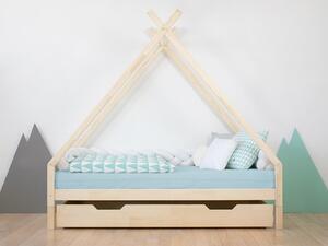 Dětská domečková postel TAHUKA ve tvaru týpí - Nelakovaná, 90x200 cm