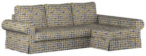 Potah na pohovku IKEA Backabro rozkládací se šezlongem barva modrá látka pletený vzor, vzorované