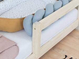 Dětská domečková postel TAHUKA ve tvaru týpí s bezpečnostní zábranou - Nelakovaná, 90x160 cm