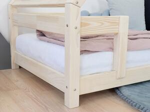 Dětská domečková postel TAHUKA ve tvaru týpí s bezpečnostní zábranou - Nelakovaná, 90x180 cm