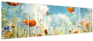 Obraz - Motýli na letní louce (170x50 cm)