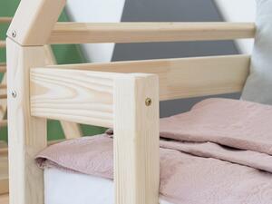 Dětská domečková postel TAHUKA ve tvaru týpí s bezpečnostní zábranou - Nelakovaná, 90x200 cm