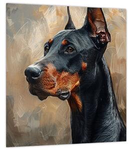 Obraz - Portrét Dobrmana (30x30 cm)
