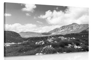 Obraz údolí v Černé Hoře v černobílém provedení - 120x80 cm