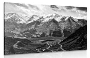 Obraz nádherná horská panorama v černobílém provedení - 60x40 cm