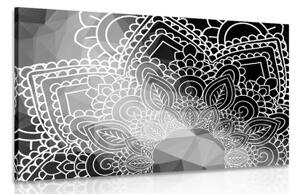 Obraz prvky Mandaly v černobílém provedení - 60x40 cm