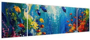 Obraz - Malba podmořského světa (170x50 cm)
