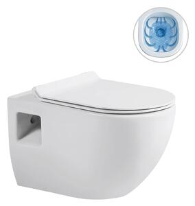 WC závěsné Dure, Rimless - bezokrajové splachování + Slim/SoftClose sedátko - bílá lesklá - 51x35 cm