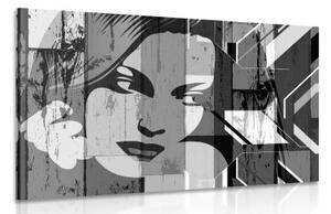 Obraz portrét ženy v černobílém provedení - 90x60 cm