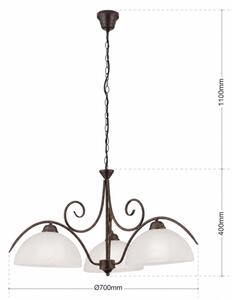 Orion - Lustr na řetězu RULA 3xE27/40W/230V pr. 70 cm bílá/bronz