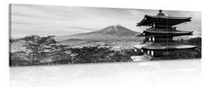 Obraz památka Chureito Pagoda v černobílém provedení - 150x50 cm