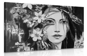 Obraz originální malba ženy v černobílém provedení - 90x60 cm