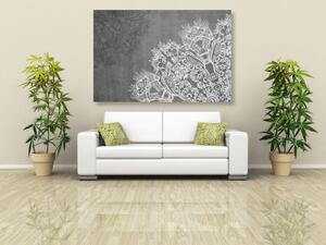 Obraz prvky květinové Mandaly v černobílém provedení - 60x40 cm