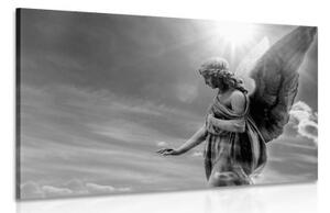 Obraz nádherný černobílý anděl na nebi - 60x40 cm