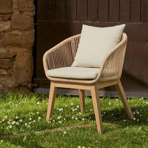Béžová zahradní židle Kave Home Portalo s výpletem a polštáři