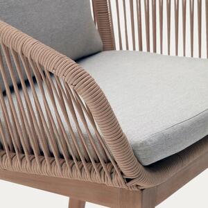 Béžová zahradní židle Kave Home Portalo s výpletem a polštáři