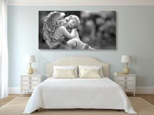 Obraz spokojený anděl v černobílém provedení - 100x50 cm