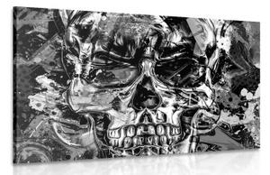 Obraz umělecká lebka v černobílém provedení - 90x60 cm