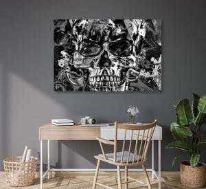 Obraz umělecká lebka v černobílém provedení - 60x40 cm