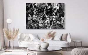 Obraz umělecká lebka v černobílém provedení - 60x40 cm