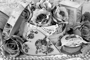 Obraz romantický vintage styl v černobílém provedení - 60x40 cm