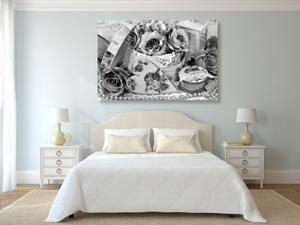 Obraz romantický vintage styl v černobílém provedení - 120x80 cm