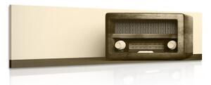 Obraz retro rádio v sépiovém provedení - 150x50 cm