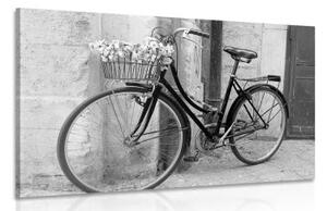 Obraz rustikální kolo v černobílém provedení - 90x60 cm