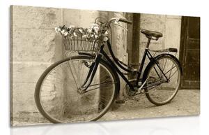 Obraz rustikální kolo v sépiovém provedení - 60x40 cm
