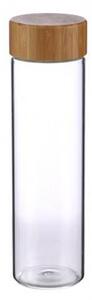 Skleněná láhev s bambusovým víkem Bergner / 600 ml / transparentní
