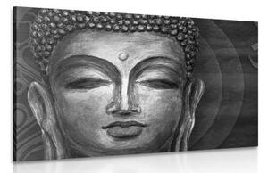 Obraz tvář Budhy v černobílém provedení - 90x60 cm