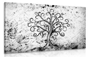 Obraz symbol stromu života v černobílém provedení - 60x40 cm