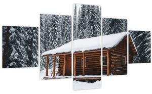 Obraz - Zasněžená chata (125x70 cm)