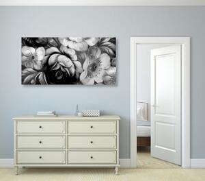 Obraz svět květin v černobílém provedení - 100x50 cm