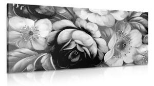 Obraz svět květin v černobílém provedení - 100x50 cm