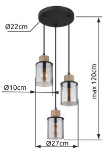 Globo 15707-3HR - Lustr na lanku REID 3xE27/15W/230V pr. 27 cm dub