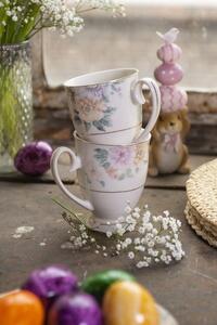 Porcelánový šálek s podšálkem s květinami Flowers - Ø 10*6 / Ø 15*2 cm / 250 ml