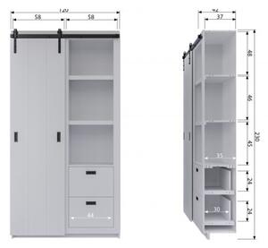 Dřevěná skříň s šuplíky Slide Barn 230 × 122 × 37 cm VTWONEN