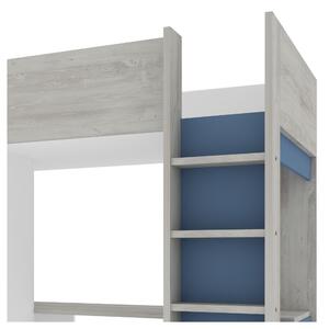 Patrová postel se skříní a stolem EMMET V modrá/pinie cascina