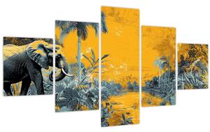 Obraz - Slon v přírodě (125x70 cm)